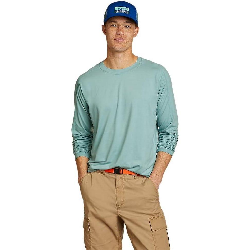 imageEddie Bauer Mens Mountain Trek LongSleeve TShirtSea Blue