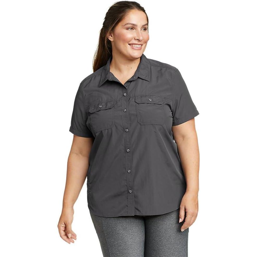 imageEddie Bauer Womens Mountain Ripstop ShortSleeve ShirtDark Smoke