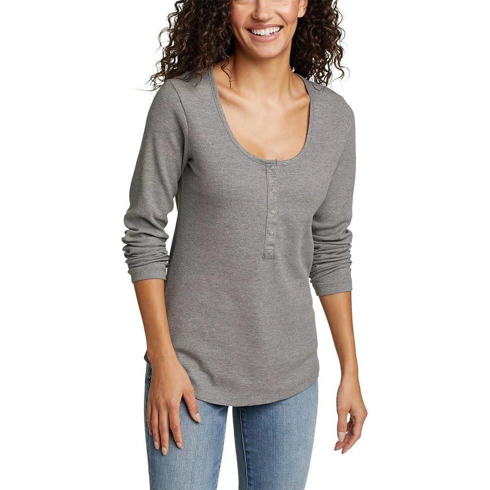 imageEddie Bauer Womens Thermal Snap HenleyHeather Gray