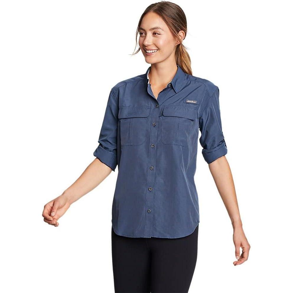 imageEddie Bauer Womens UPF Guide LongSleeve ShirtMedium Indigo