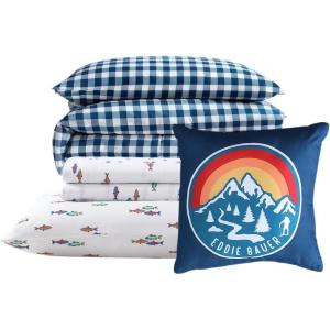 Eddie Bauer Kids – Kids Comforter Set, Super Soft Reversible Toddler Bedding with Matching Sham & Bonus Decorative Pillow, Ideal Boy Room Essentials (Vinny & Shark Friends Blue, Twin)(Blue)