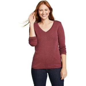 Eddie Bauer Women’s Favorite Long-Sleeve V-Neck T-Shirt(Dusty Red)