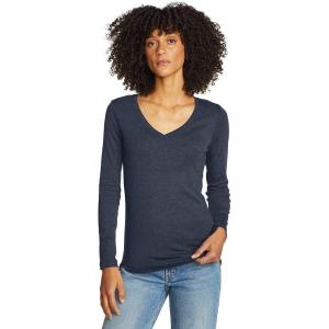 Eddie Bauer Women’s Favorite Long-Sleeve V-Neck T-Shirt(Heather Indigo)