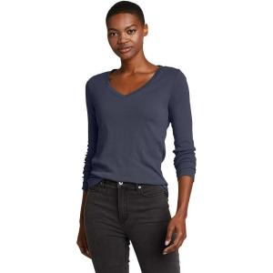 Eddie Bauer Women’s Favorite Long-Sleeve V-Neck T-Shirt(Htr Indigo)