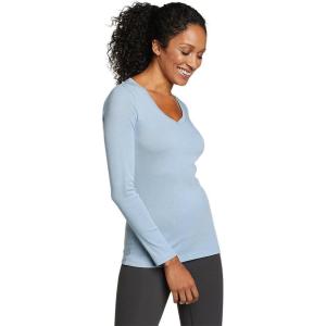 Eddie Bauer Women’s Favorite Long-Sleeve V-Neck T-Shirt(Slate Blue)
