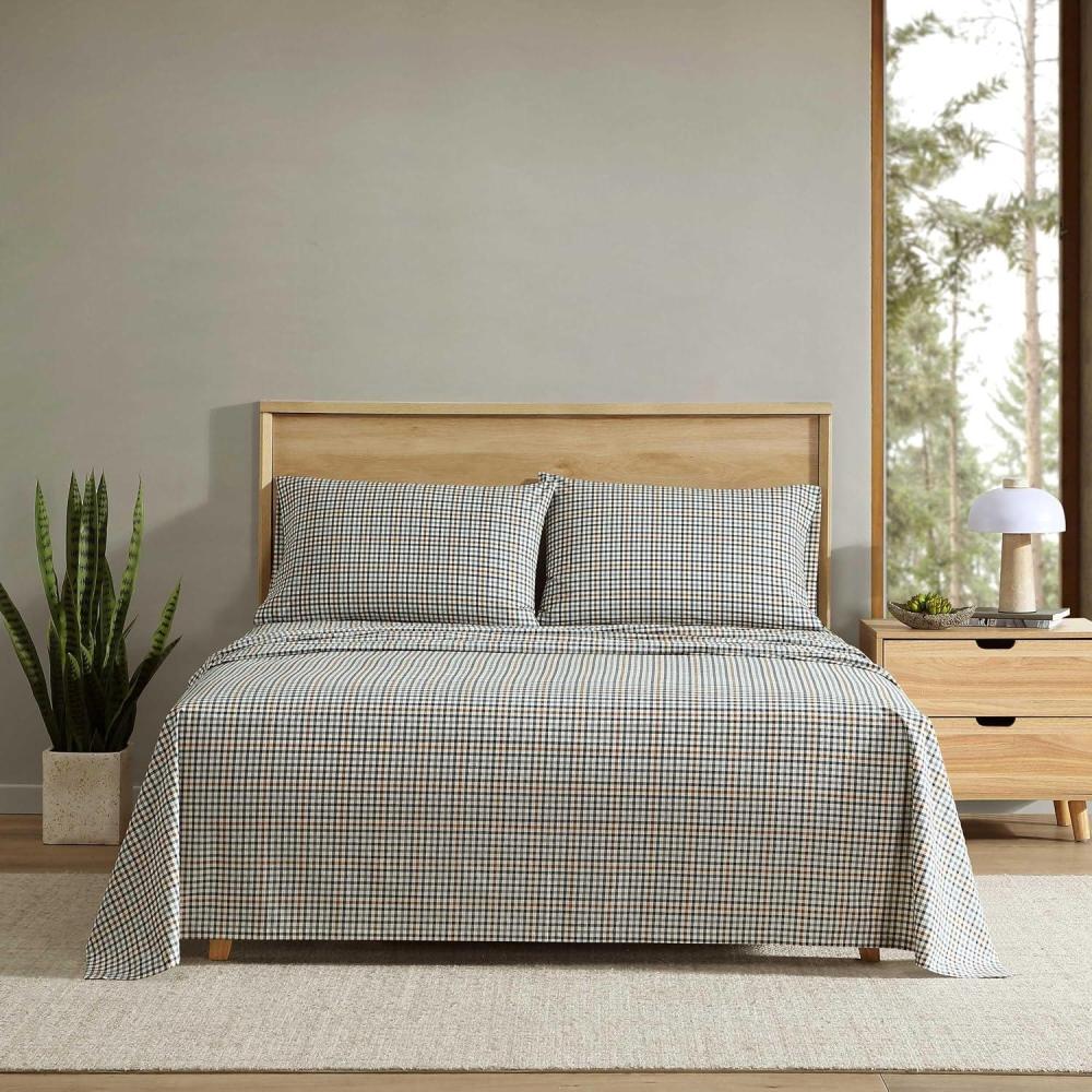 imageEddie Bauer  Twin Sheet Set Cotton Percale Bed Sheets Crisp ampamp Cool Ideal Dorm Essentials Canoe Lake Paddle White TwinGriffin Plaid Beige