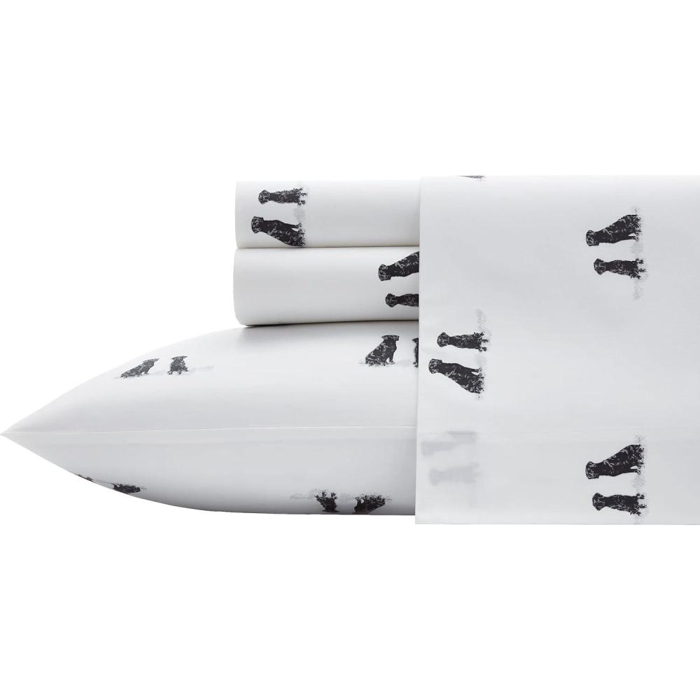 imageEddie Bauer  Twin Sheet Set Cotton Percale Bed Sheets Crisp ampamp Cool Ideal Dorm Essentials Canoe Lake Paddle White TwinLabrador Fields White