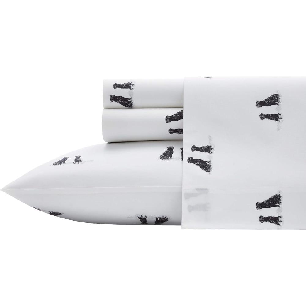 imageEddie Bauer  Twin Sheet Set Cotton Percale Bed Sheets Crisp ampamp Cool Ideal Dorm Essentials Canoe Lake Paddle White TwinLabrador Fields WhiteBlackRed