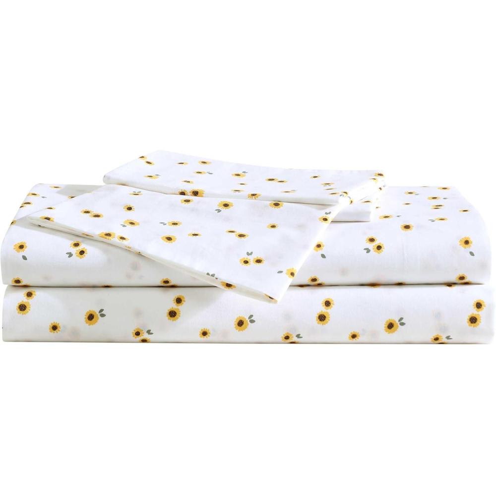 imageEddie Bauer  Twin Sheet Set Cotton Percale Bed Sheets Crisp ampamp Cool Ideal Dorm Essentials Canoe Lake Paddle White TwinYellow