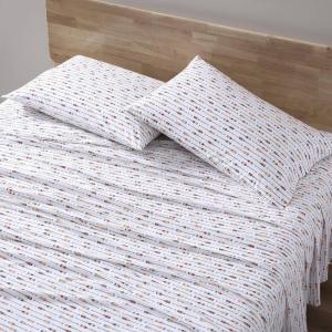 Eddie Bauer – Twin Sheet Set, Cotton Percale Bed Sheets, Crisp & Cool, Ideal Dorm Essentials (Canoe Lake Paddle White, Twin)(Canoe Lake Paddle White/Multi)