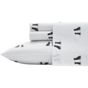 Eddie Bauer – Twin Sheet Set, Cotton Percale Bed Sheets, Crisp & Cool, Ideal Dorm Essentials (Canoe Lake Paddle White, Twin)(Labrador Fields White)