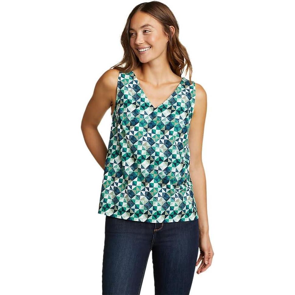 imageEddie Bauer Womens Departure VNeck Tank Top  PrintJade