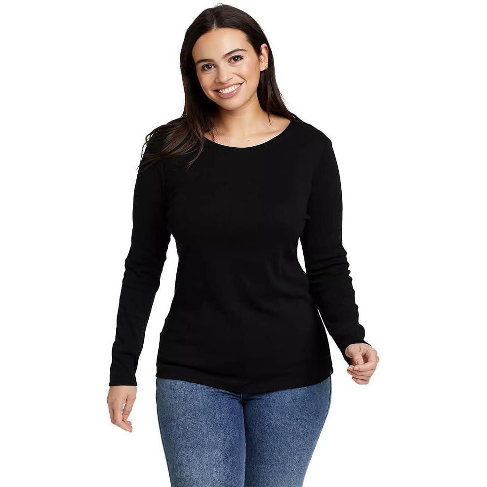 imageEddie Bauer Womens Stines LongSleeve Crew TShirtBlack