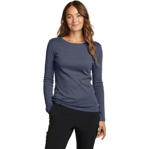 Eddie Bauer Women’s Favorite Long-Sleeve Crewneck T-Shirt(Htr Indigo)