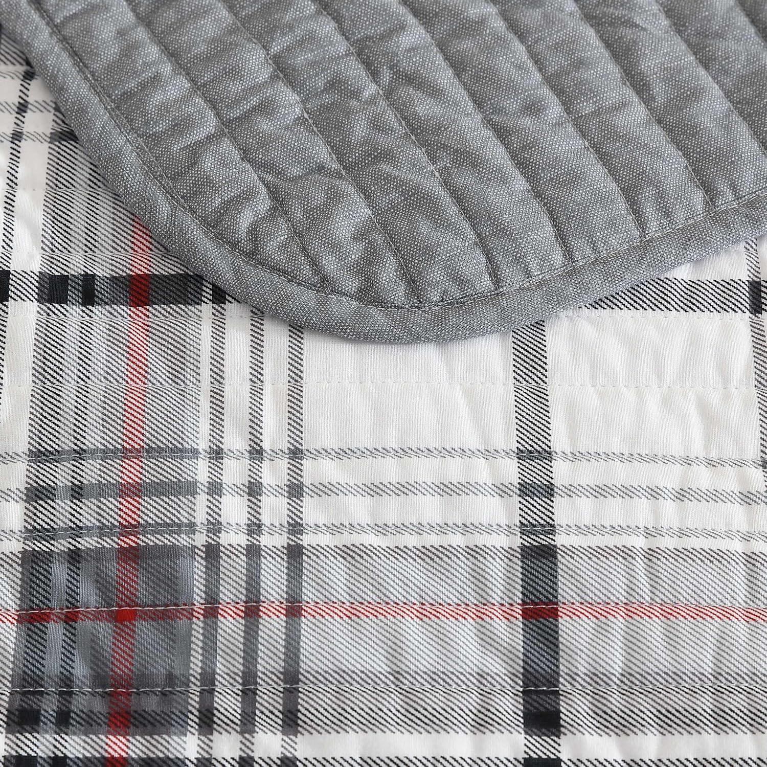 imageEddie Bauer Twin Quilt Set Reversible Cotton Bedding with Matching Sham Home Decor for All Seasons Camano Island Red TwinAlder Plaid Grey