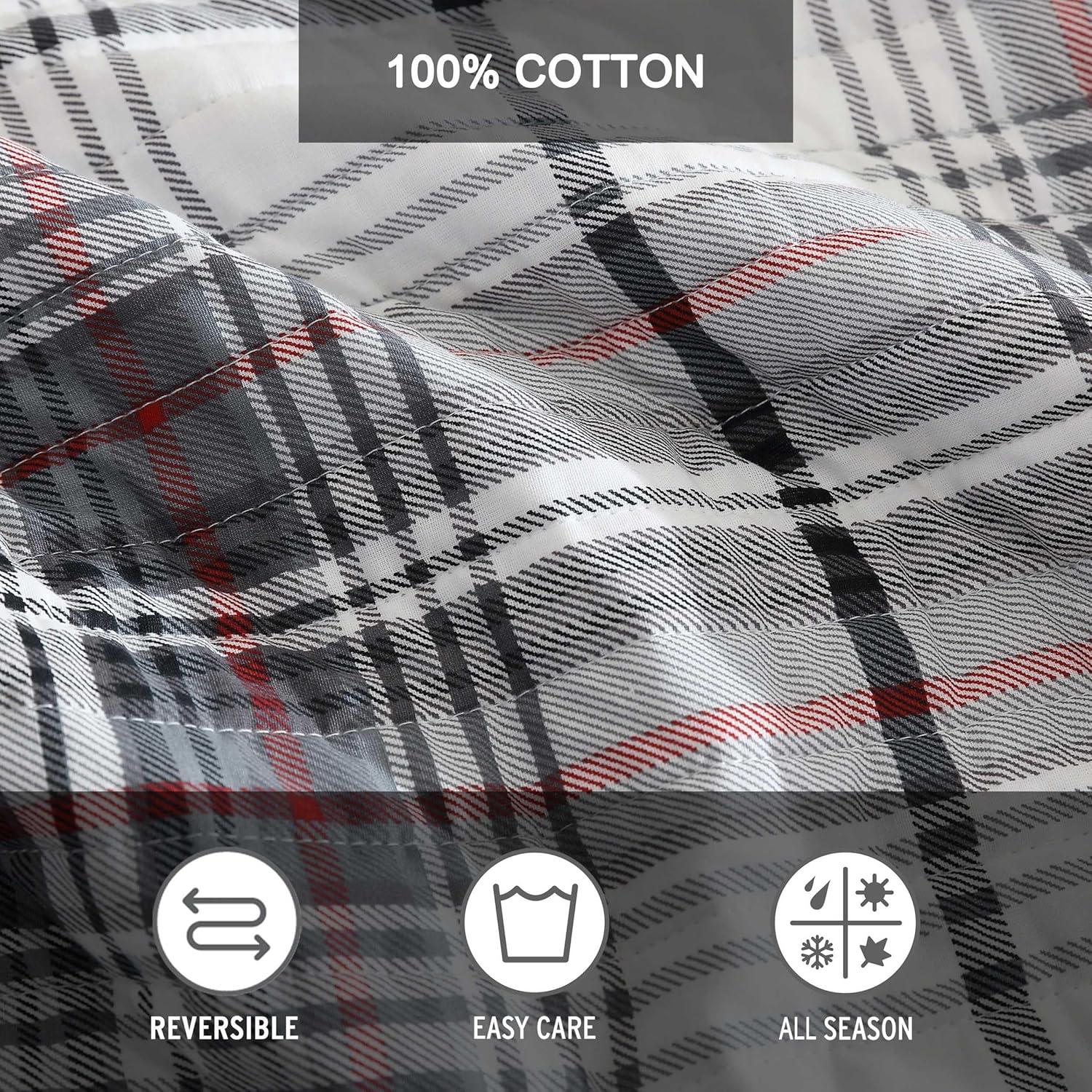 imageEddie Bauer Twin Quilt Set Reversible Cotton Bedding with Matching Sham Home Decor for All Seasons Camano Island Red TwinAlder Plaid Grey
