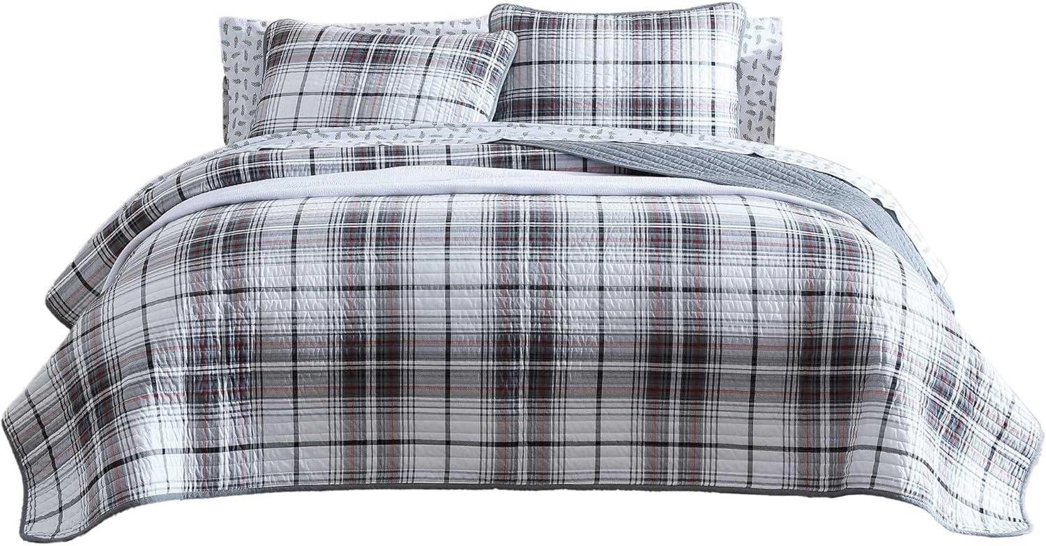 imageEddie Bauer Twin Quilt Set Reversible Cotton Bedding with Matching Sham Home Decor for All Seasons Camano Island Red TwinAlder Plaid Grey