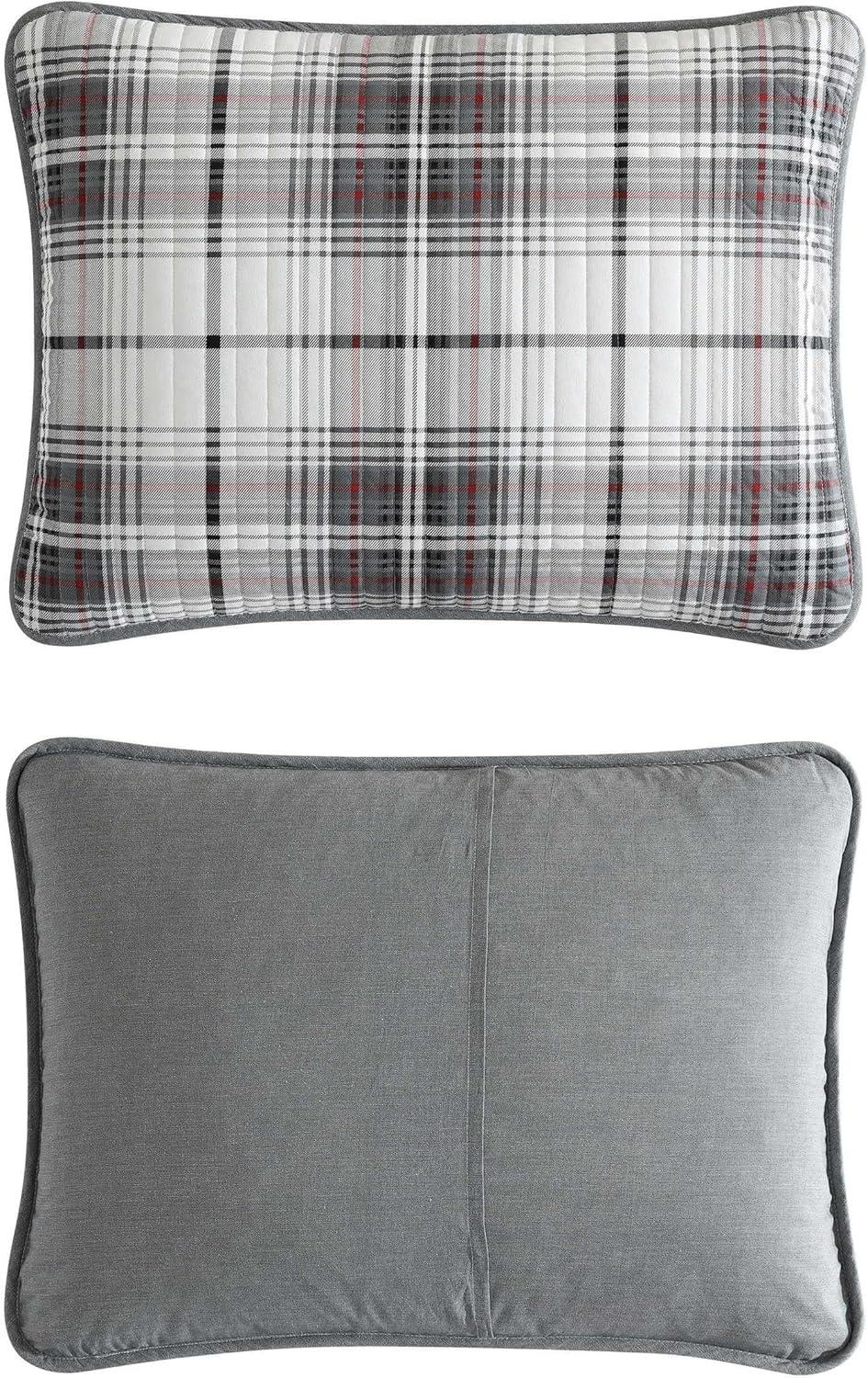 imageEddie Bauer Twin Quilt Set Reversible Cotton Bedding with Matching Sham Home Decor for All Seasons Camano Island Red TwinAlder Plaid Grey