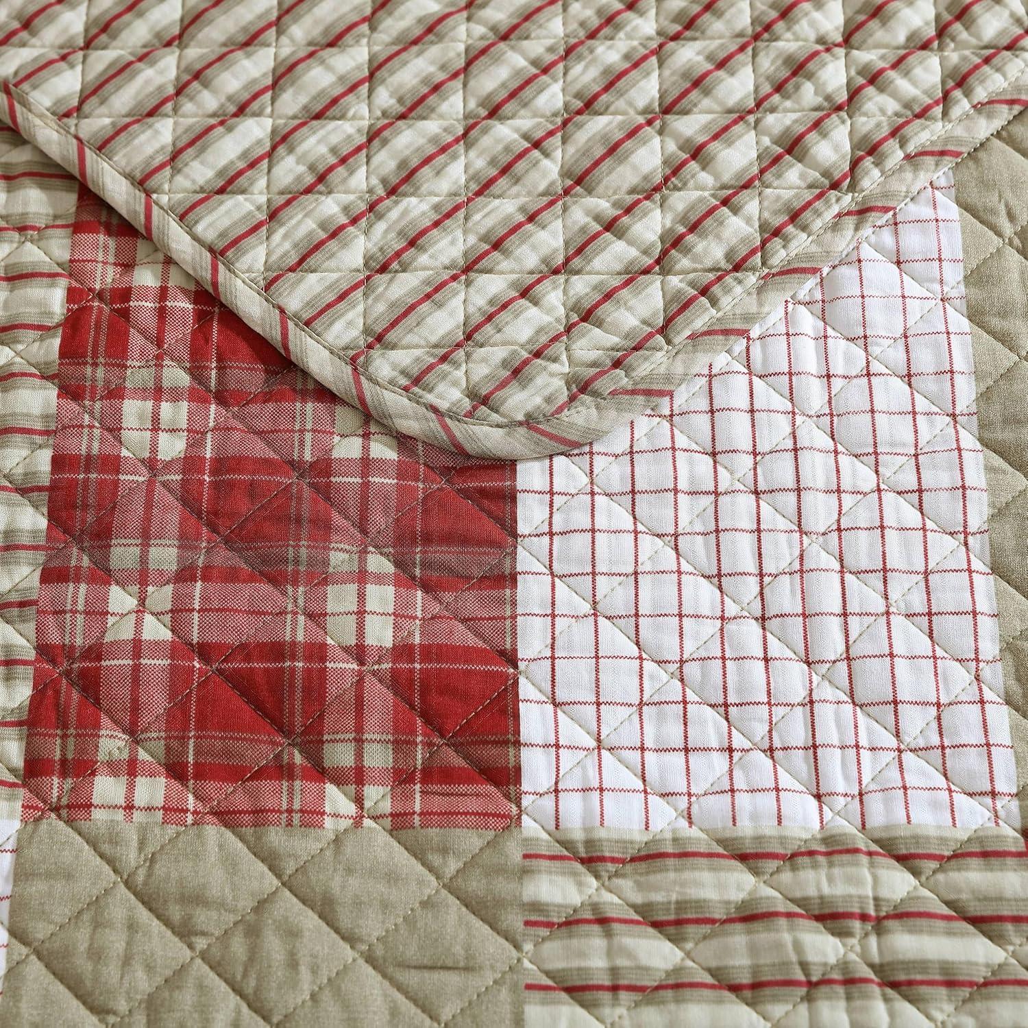 imageEddie Bauer Twin Quilt Set Reversible Cotton Bedding with Matching Sham Home Decor for All Seasons Camano Island Red TwinCamano Island Red