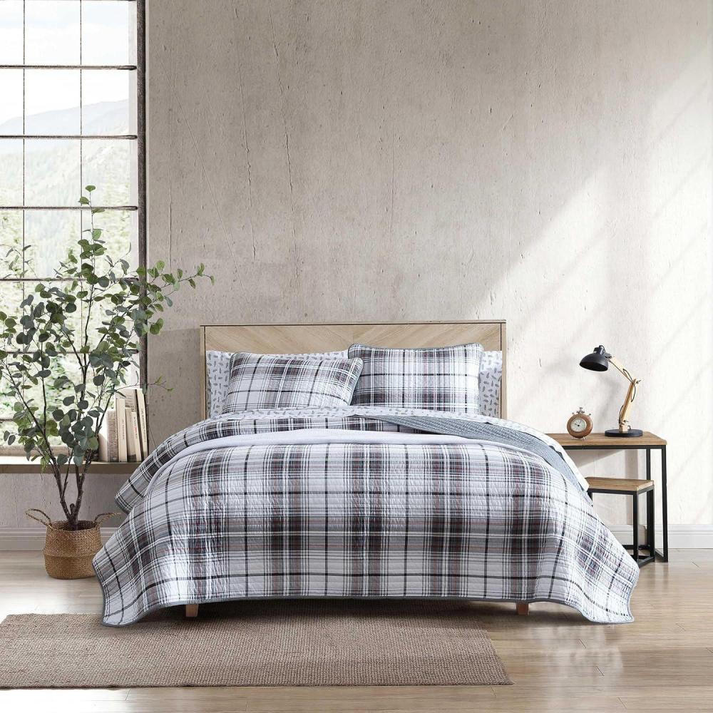 imageEddie Bauer Twin Quilt Set Reversible Cotton Bedding with Matching Sham Home Decor for All Seasons Camano Island Red TwinAlder Plaid Grey