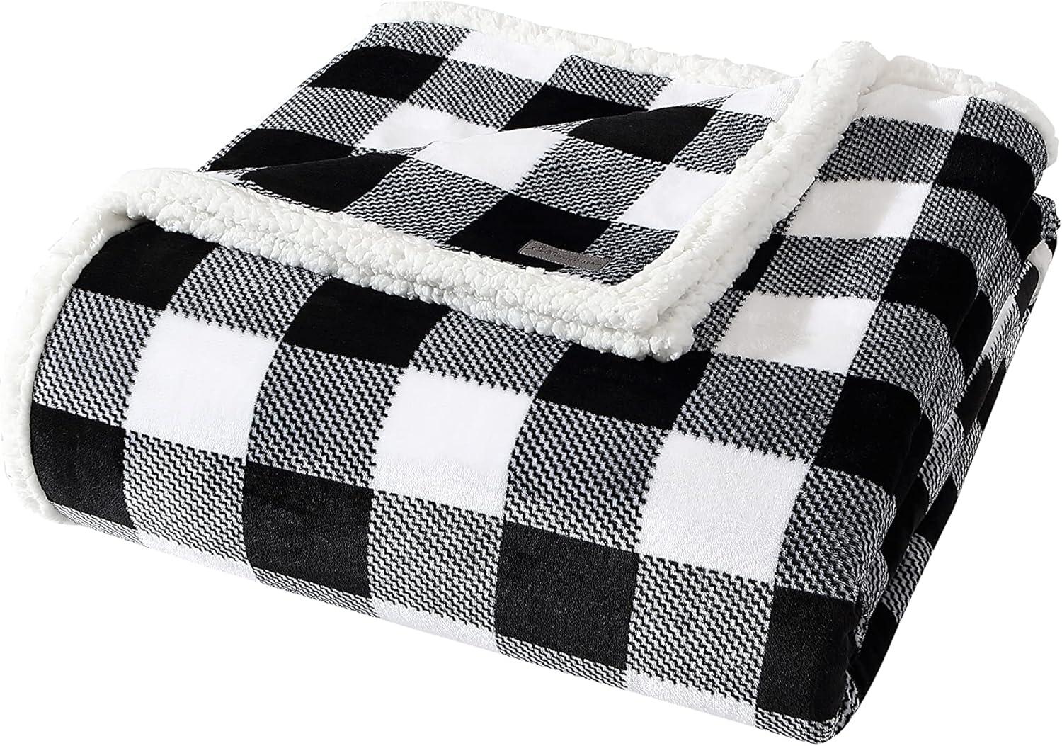 imageEddie Bauer Twin Size Blanket UltraSoft Plush Bed Blanket with Faux Shearling Reverse Throw Blanket for Couch amp Bed Mountain Plaid Chrome GreyCabin Plaid Black Check