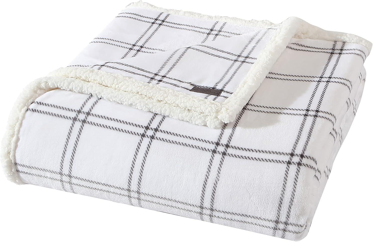 imageEddie Bauer Twin Size Blanket UltraSoft Plush Bed Blanket with Faux Shearling Reverse Throw Blanket for Couch amp Bed Mountain Plaid Chrome GreyKettle Falls Grey