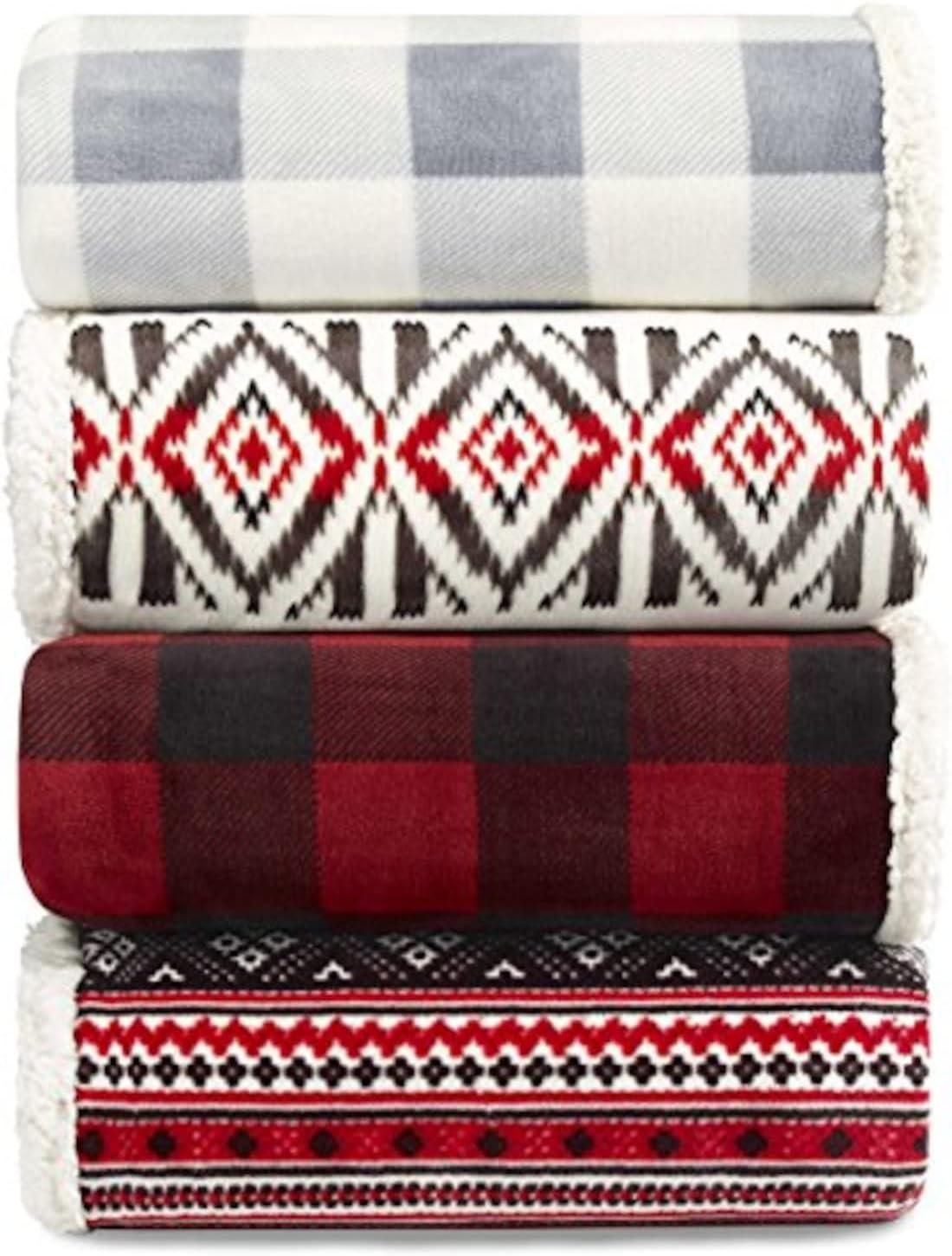 imageEddie Bauer Twin Size Blanket UltraSoft Plush Bed Blanket with Faux Shearling Reverse Throw Blanket for Couch amp Bed Mountain Plaid Chrome GreyMountain Plaid Chrome