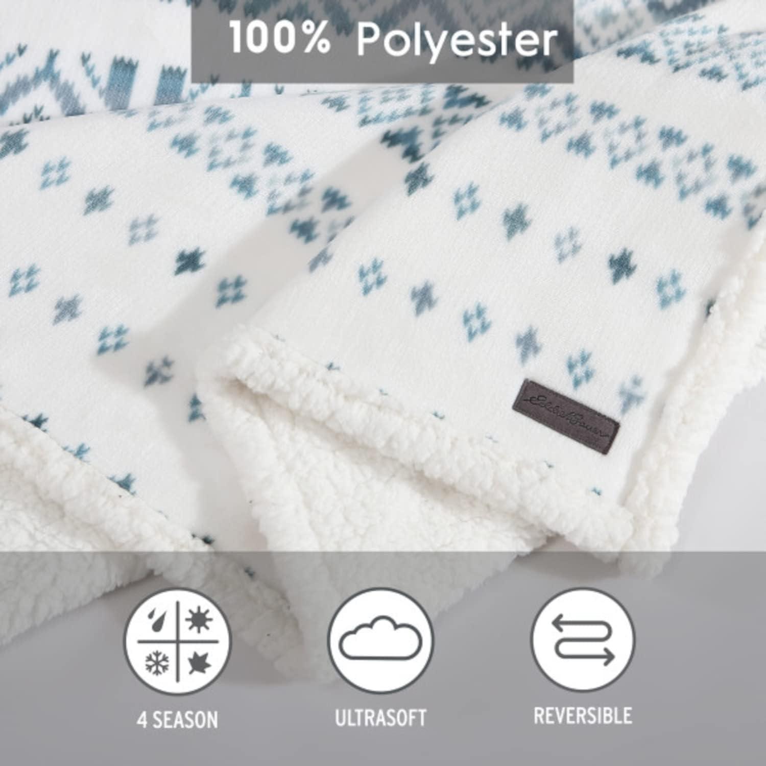 imageEddie Bauer Twin Size Blanket UltraSoft Plush Bed Blanket with Faux Shearling Reverse Throw Blanket for Couch amp Bed Mountain Plaid Chrome GreyMountain Village Blue