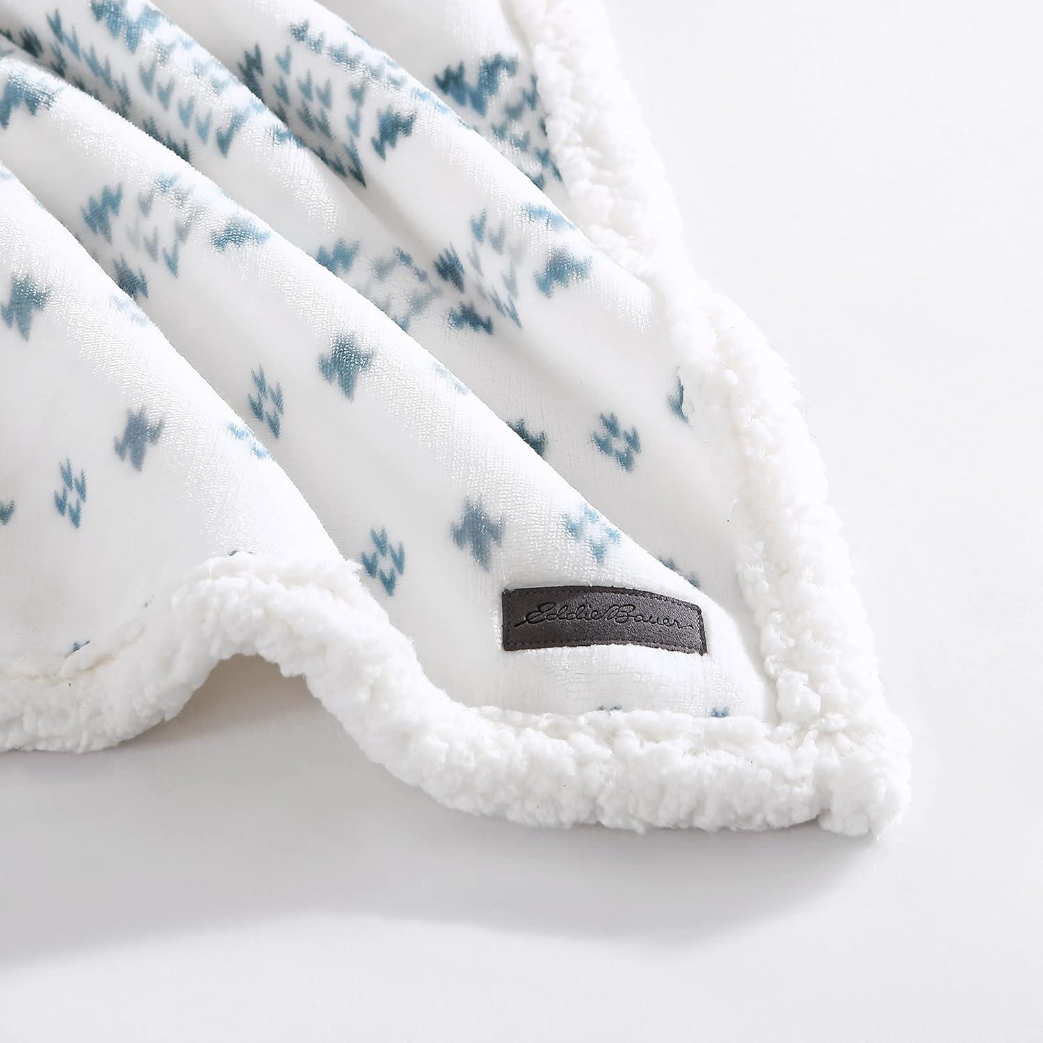 imageEddie Bauer Twin Size Blanket UltraSoft Plush Bed Blanket with Faux Shearling Reverse Throw Blanket for Couch amp Bed Mountain Plaid Chrome GreyMountain Village Blue