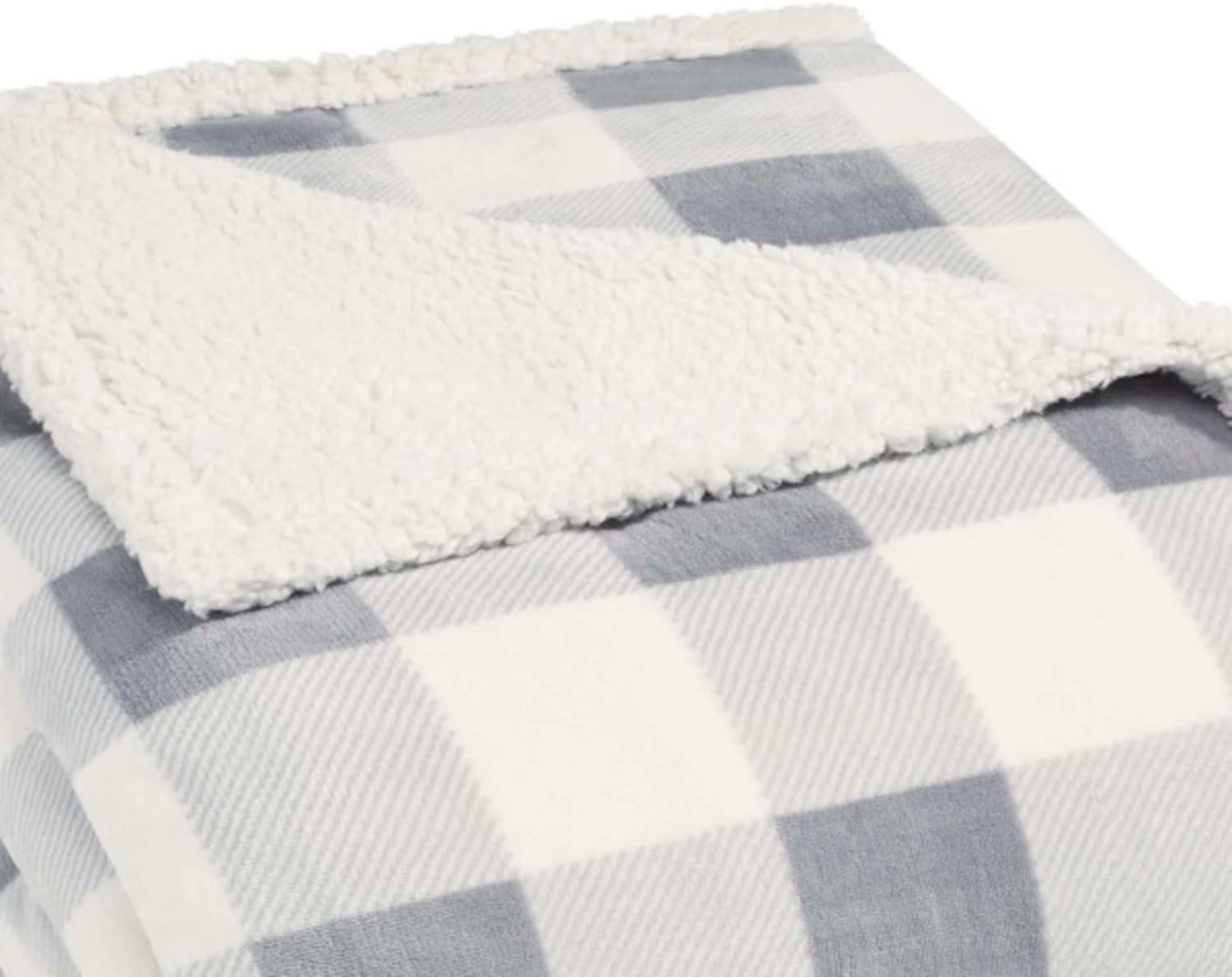 imageEddie Bauer Twin Size Blanket UltraSoft Plush Bed Blanket with Faux Shearling Reverse Throw Blanket for Couch amp Bed Mountain Plaid Chrome GreyMountain Plaid Chrome Grey