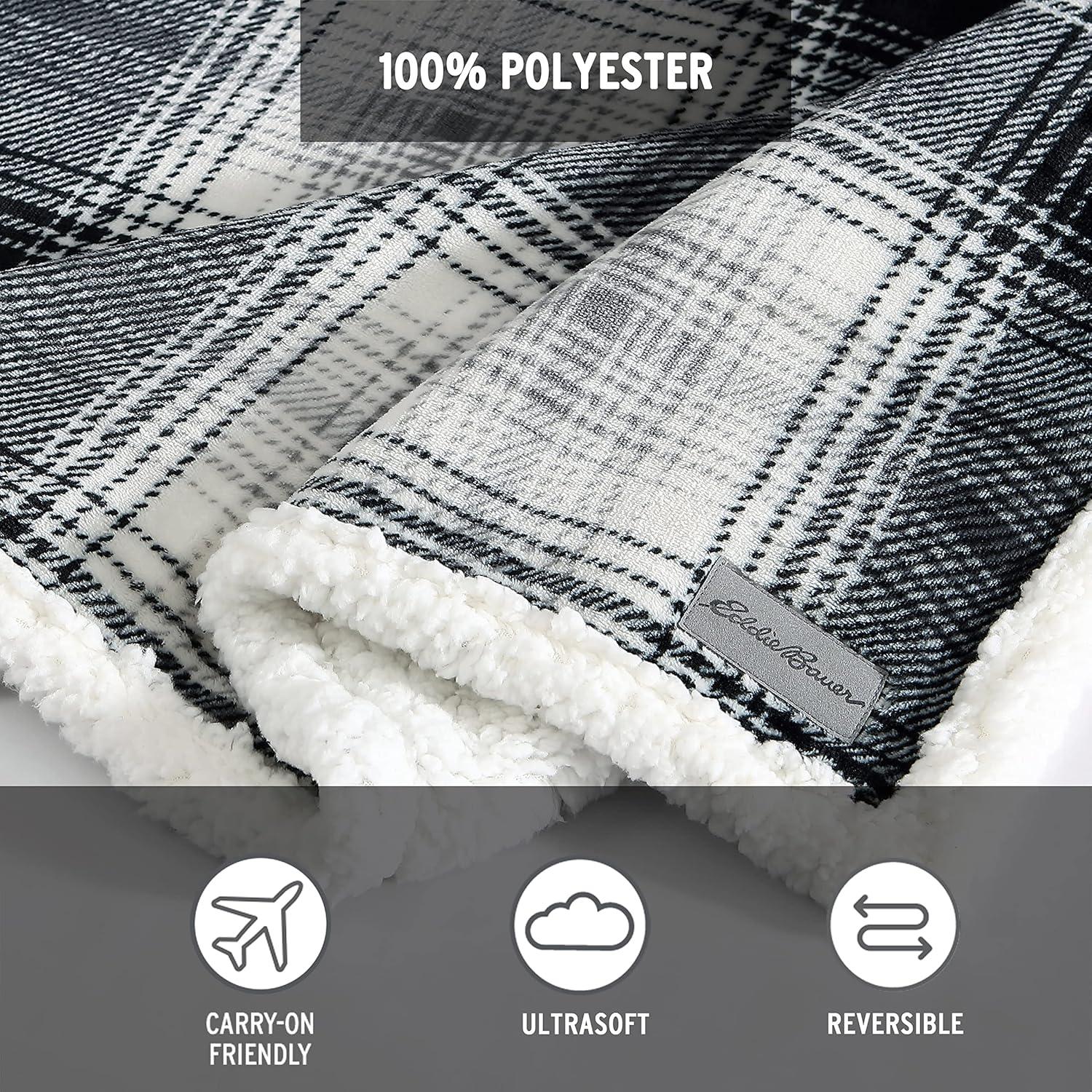 imageEddie Bauer Twin Size Blanket UltraSoft Plush Bed Blanket with Faux Shearling Reverse Throw Blanket for Couch amp Bed Mountain Plaid Chrome GreyVail Plaid Grey