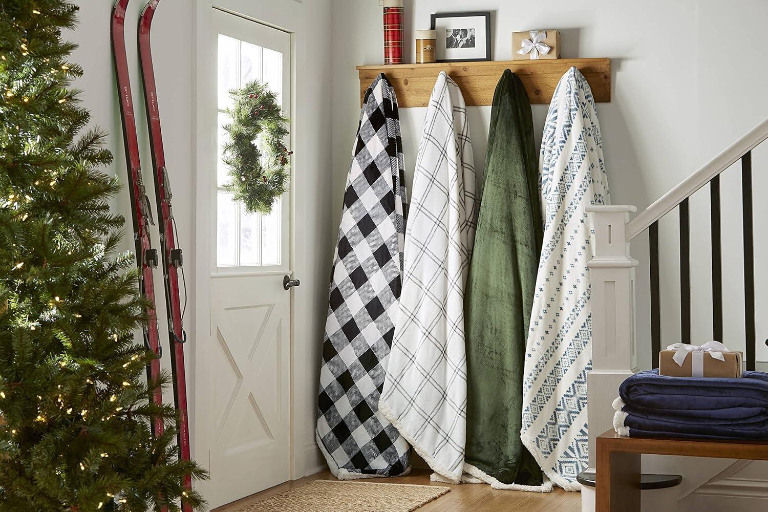 imageEddie Bauer Twin Size Blanket UltraSoft Plush Bed Blanket with Faux Shearling Reverse Throw Blanket for Couch amp Bed Mountain Plaid Chrome GreyVail Plaid Grey