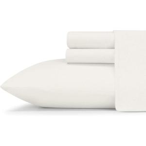 Eddie Bauer – Twin Bed Sheets, Breathable Bedding Set with Matching Pillowcase, Perfect for Warm Sleepers, Dorm Essentials (Jersey Knit White)(White)