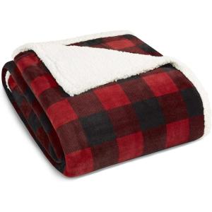 Eddie Bauer – Twin Size Blanket, Ultra-Soft Plush Bed Blanket with Faux Shearling Reverse, Throw Blanket for Couch & Bed (Mountain Plaid Chrome Grey)(Mountain Plaid Red Check)