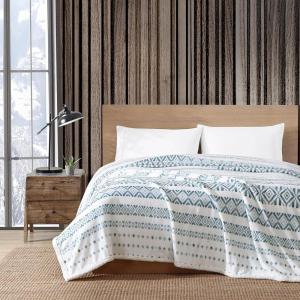 Eddie Bauer – Twin Size Blanket, Ultra-Soft Plush Bed Blanket with Faux Shearling Reverse, Throw Blanket for Couch & Bed (Mountain Plaid Chrome Grey)(Mountain Village Blue)